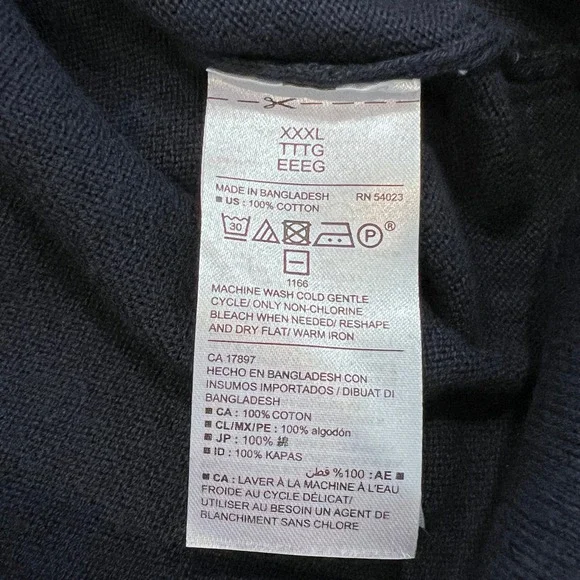 Old Navy Men's Navy Blue V-Neck Long Sleeve Lightweight Cotton Sweater XXXL - Picture 7 of 8